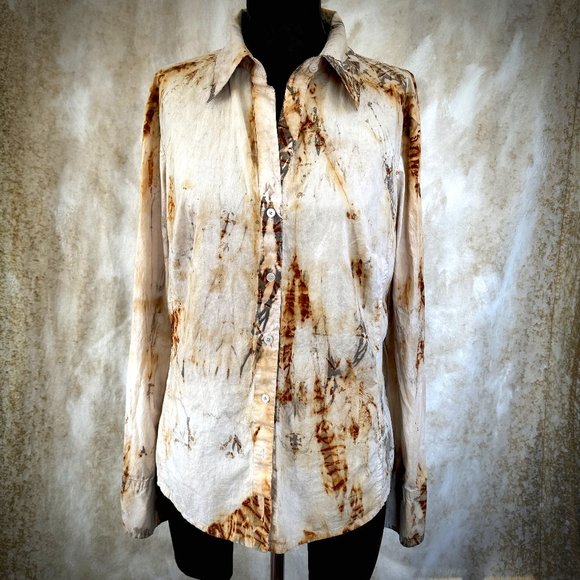 Tops - Hand Printed Post-Apocalypse Rusted Button Down - 12